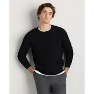 Quince Medium | Mens Black Knit Organic Cotton Cashmere Waffle Crewneck Sweater